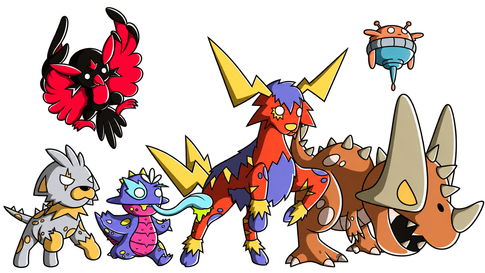 A group of colorful BLOPKU creatures