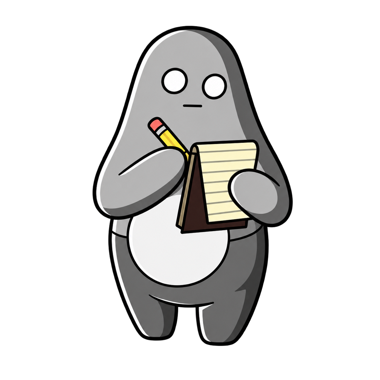 Ilo holding a pencil and notepad