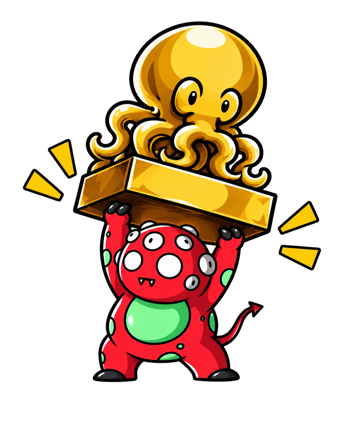 Plimp lifting a golden creature trophy
